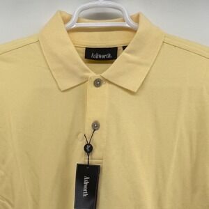 Ashworth Mens XL Yellow Cotton Pique Short Sleeve Golf Polo Shirt NWT AM3028